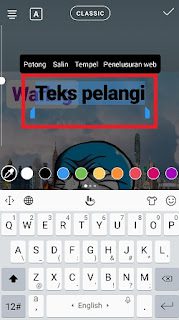 cara membuat tulisan pelangi di snapgram