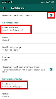 cara mengubah nada dering notifikasi wa