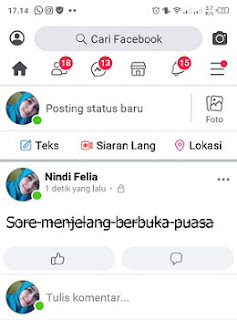 Cara Membuat Tulisan Dicoret Pada Status FB Tanpa Aplikasi 