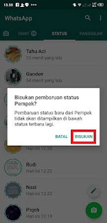 cara membisukan status di atau whatsapp