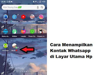 cara menampilkan kontak wa di layar utama