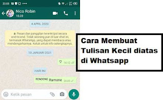 cara membuat tulisan kecil diatas huruf di whatsapp