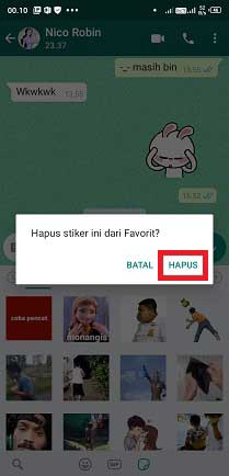 cara menghapus stiker favorit di whatsapp