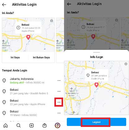 cara logout akun instagram yang nyangkut di HP orang lain