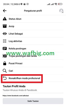 Cara Menonaktifkan Mode Profesional Di FB